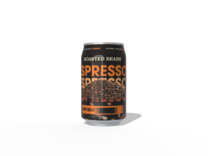 Roasted espresso beans in a can